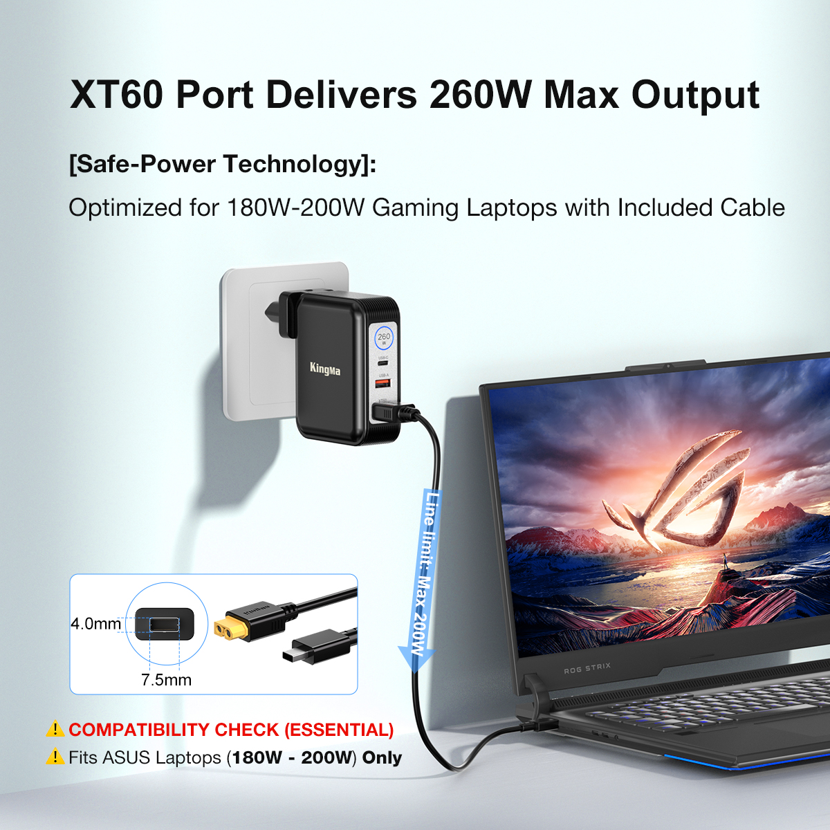 Pc Gaming Asus - 200W 260W Laptop Charger for Asus