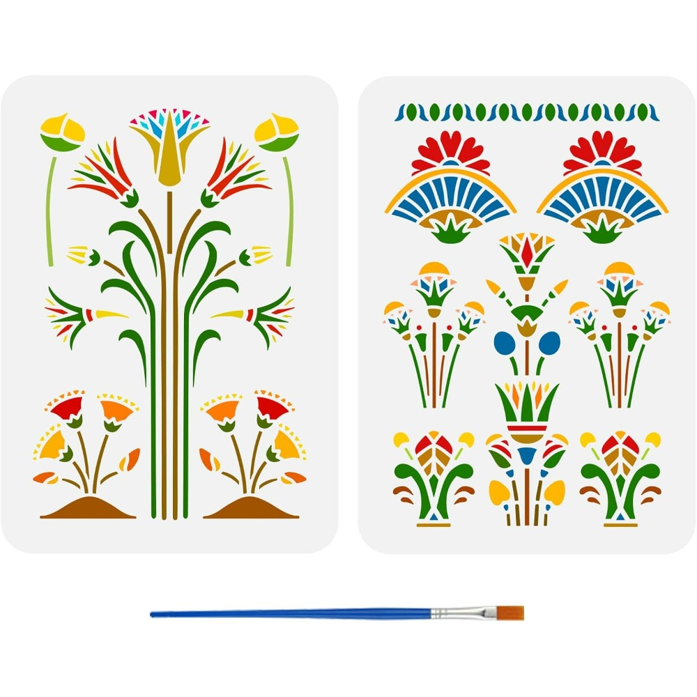 Pc Gaming Egypt - 2 PCS Art Nouveau Egyptian Flowers